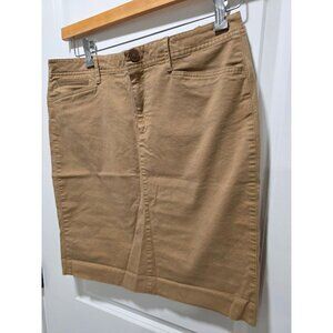 Lauren Ralph Lauren Womens Khaki Tan Cotton Blend Pencil Skirt Size 10